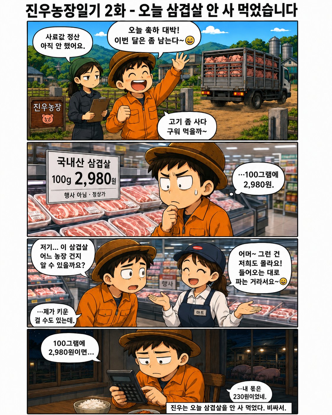 진우농장일기 2화 - 오늘 삼겹살 안 사 먹었습니다
