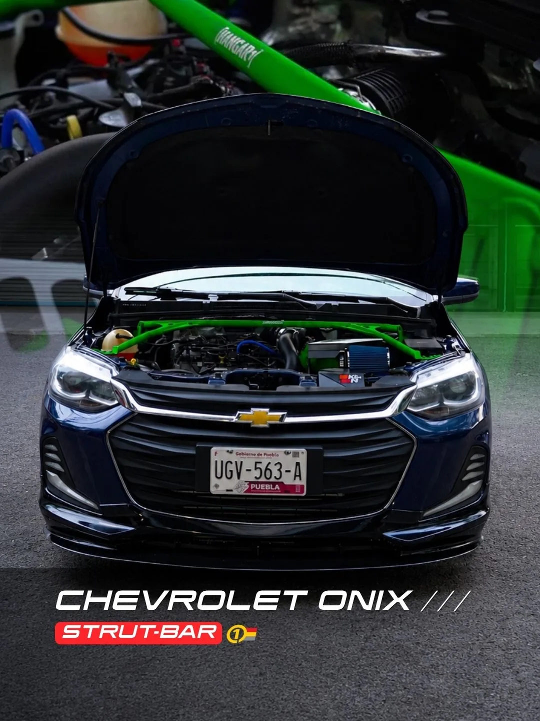 Barra strut de refuerzo de chasis instalada en Chevrolet Onix