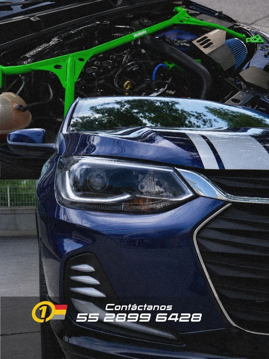 Barra strut de refuerzo de chasis instalada en Chevrolet Onix