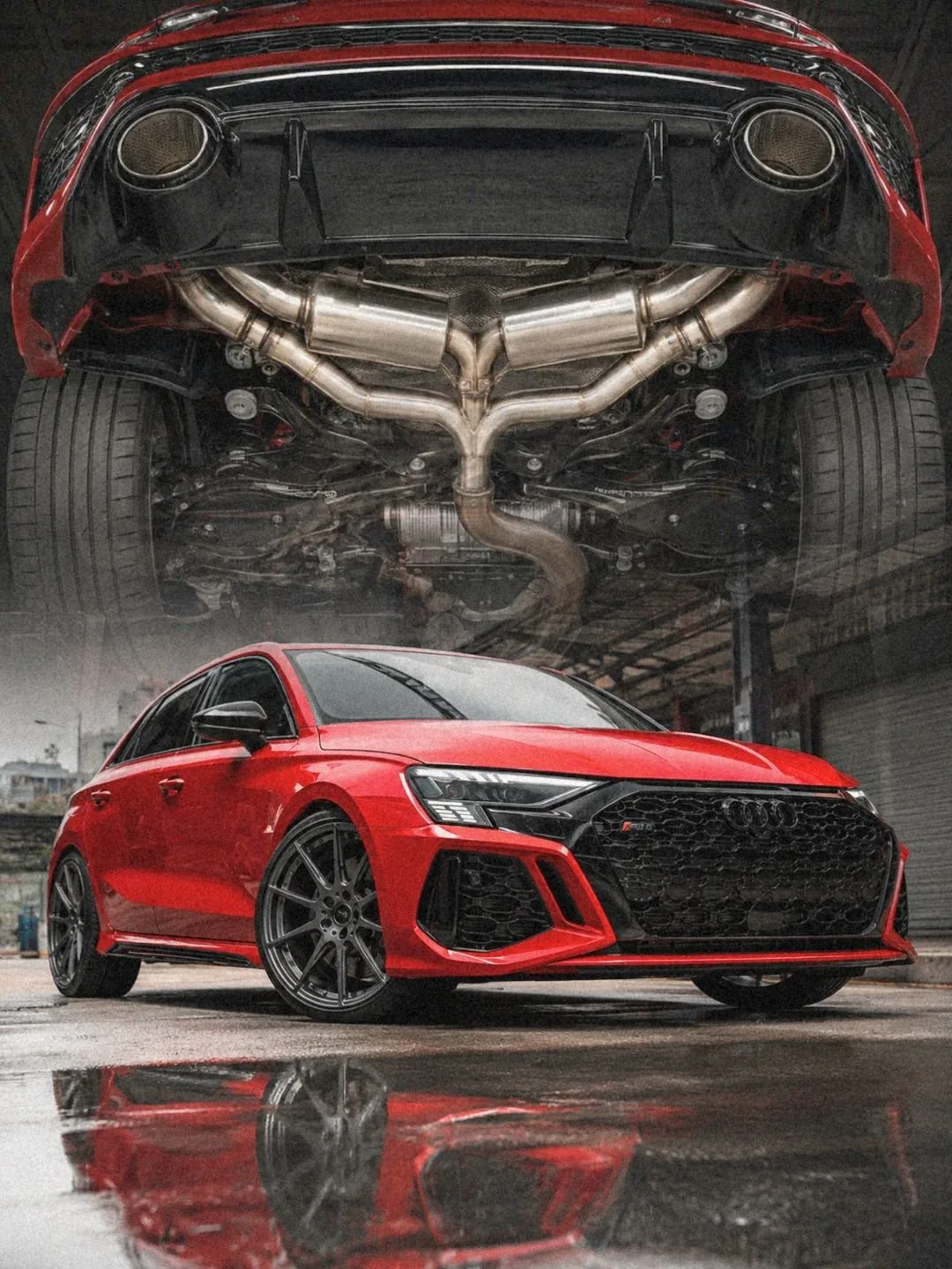 Sistema axle-back de acero inoxidable instalado en Audi RS3 Sportback