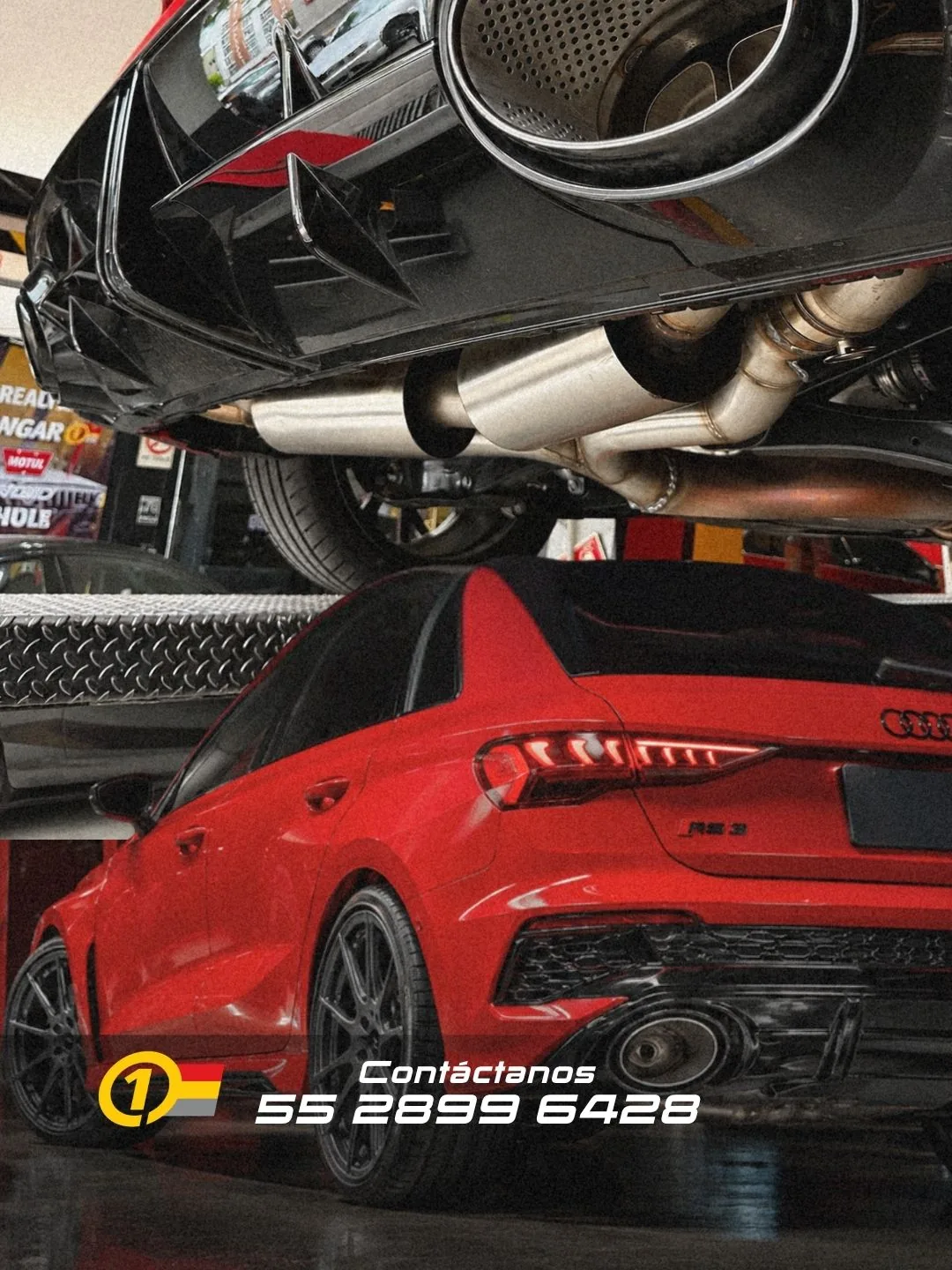 Sistema catback completo instalado en Audi RS3 Sedán