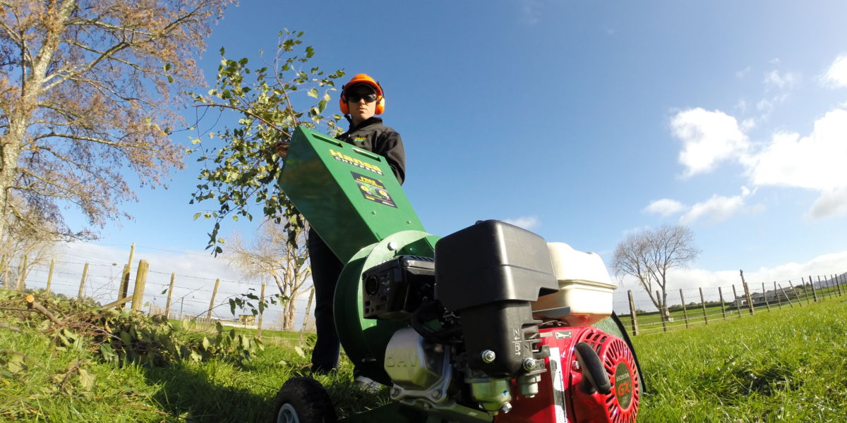 Person using HANSA Wood Chipper