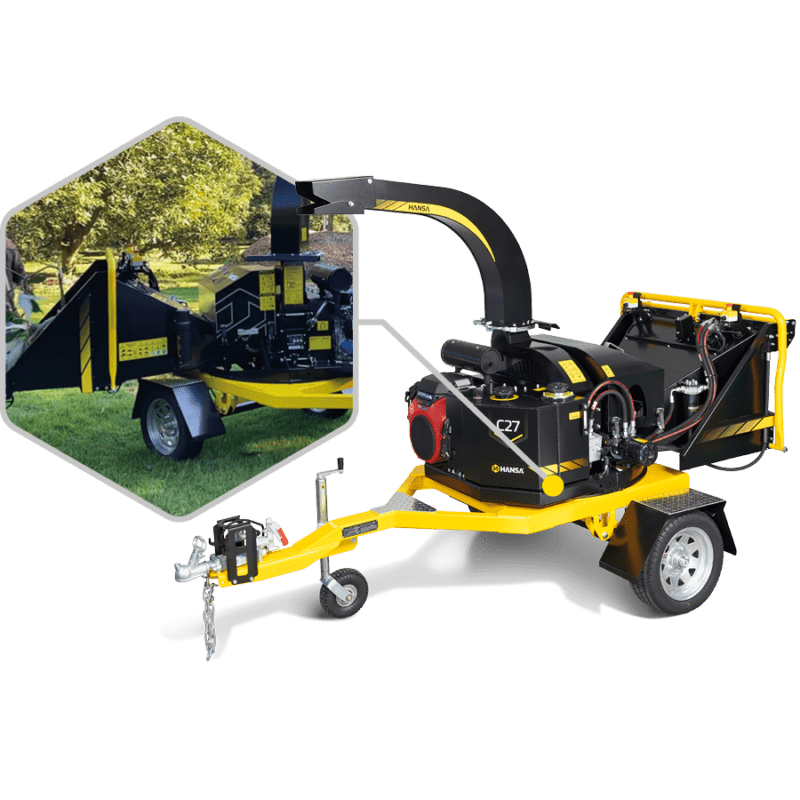 Black and yellow wood chipper