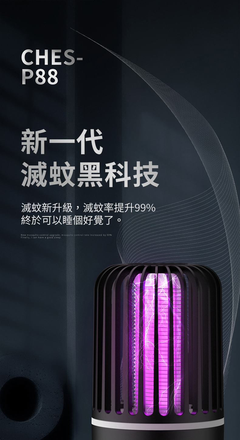 CHES-P88新一代滅蚊黑科技滅蚊新升級滅蚊率提升99%終於可以睡個好覺了。New mosquito control upgrade, mosquito control rate increased by Finally, can have a good sleep
