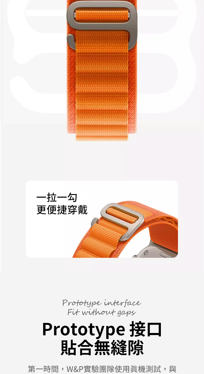 一拉一更便捷穿戴Prototype interfaceFit without gapsPrototype 接口貼合無縫隙第一時間,W&P實驗團隊使用機測試,與
