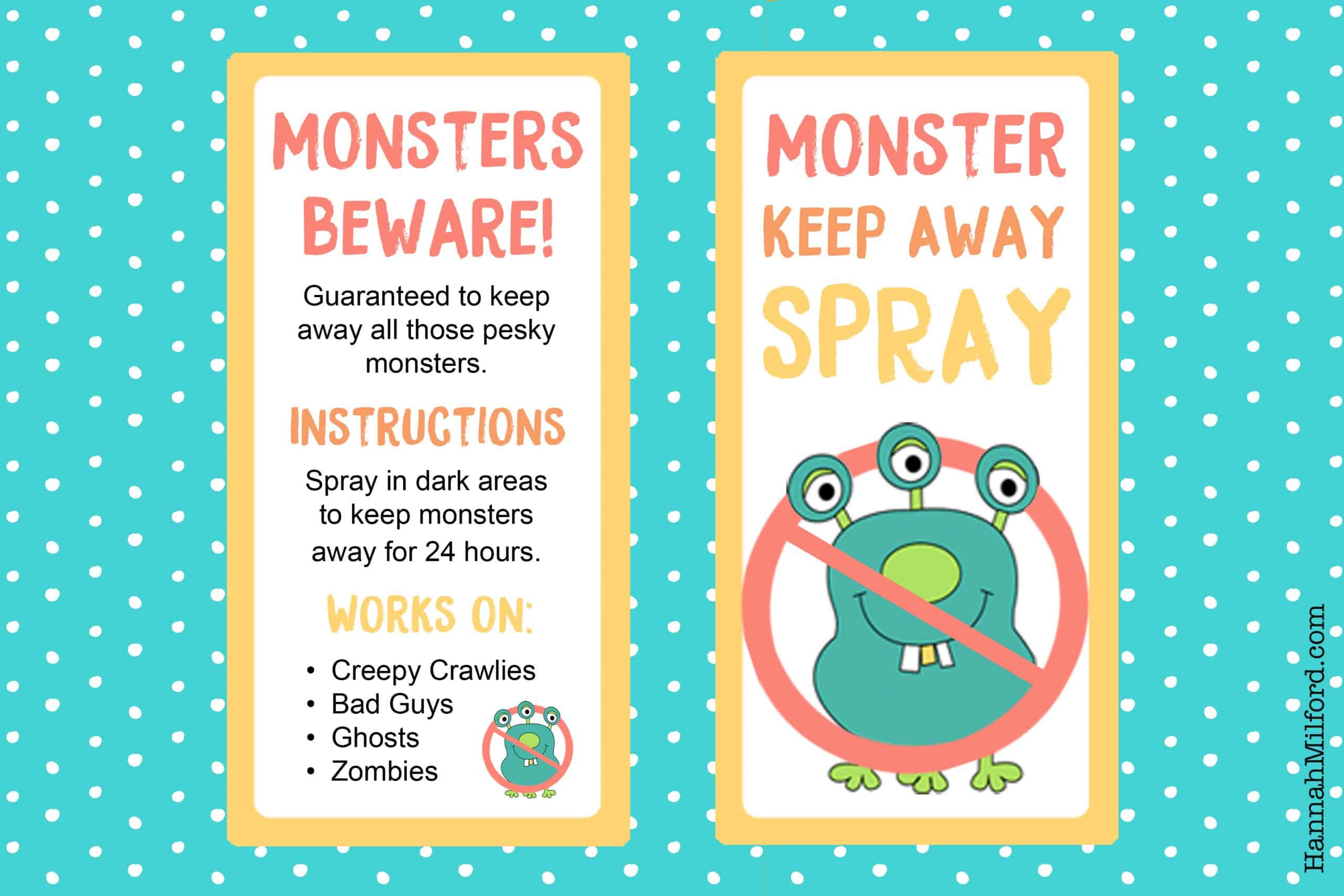 Monster Spray Free Printable Hello Happy Camper