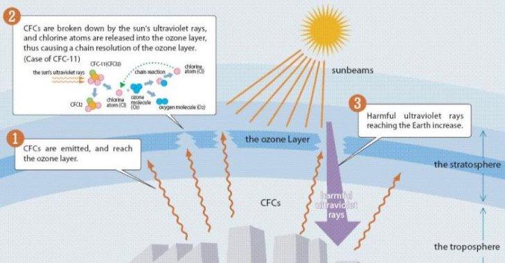 Freon (CFC) được sử dụng như chất làm lạnh trong công nghiệp. Công thức cấu tạo của CFC là gì?