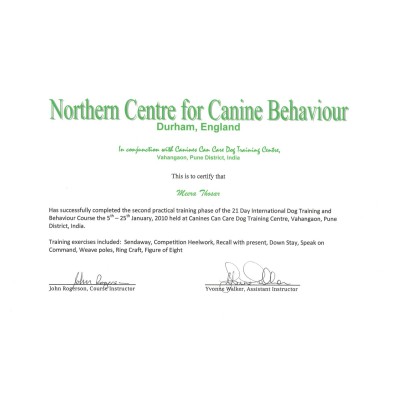 21 Day Internation Dog Training and Behaviour Course 2010
