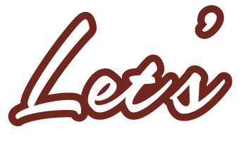 stylized text of the word Let's written in white text with a dark outline