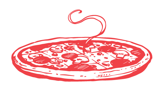 illustration of a pizza with steam rising above it