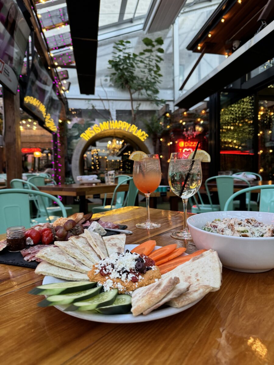 paradise park happy hour offerings on a table in our front patio area