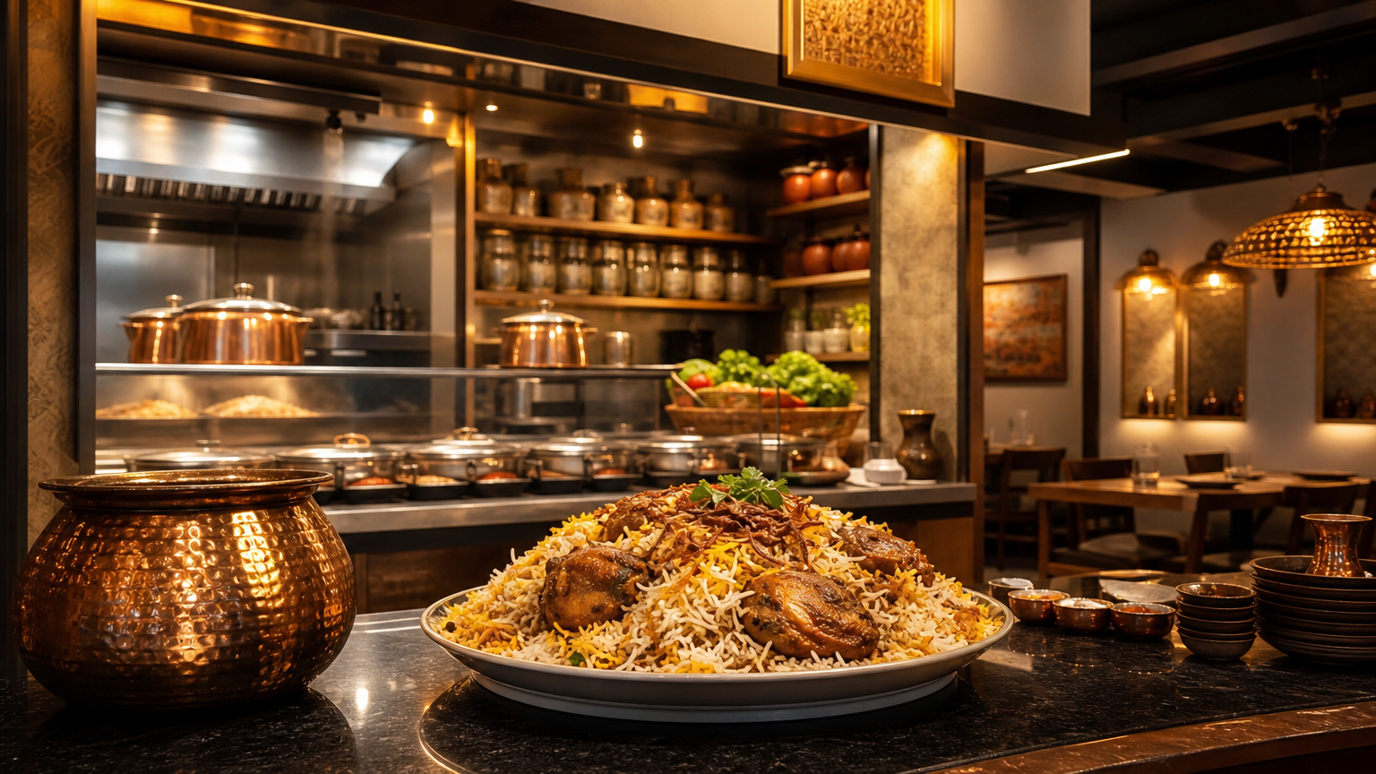 Sealed copper biryani handi with steam rising