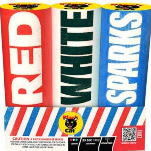 Red, White & Sparks Fountain (3 pack)