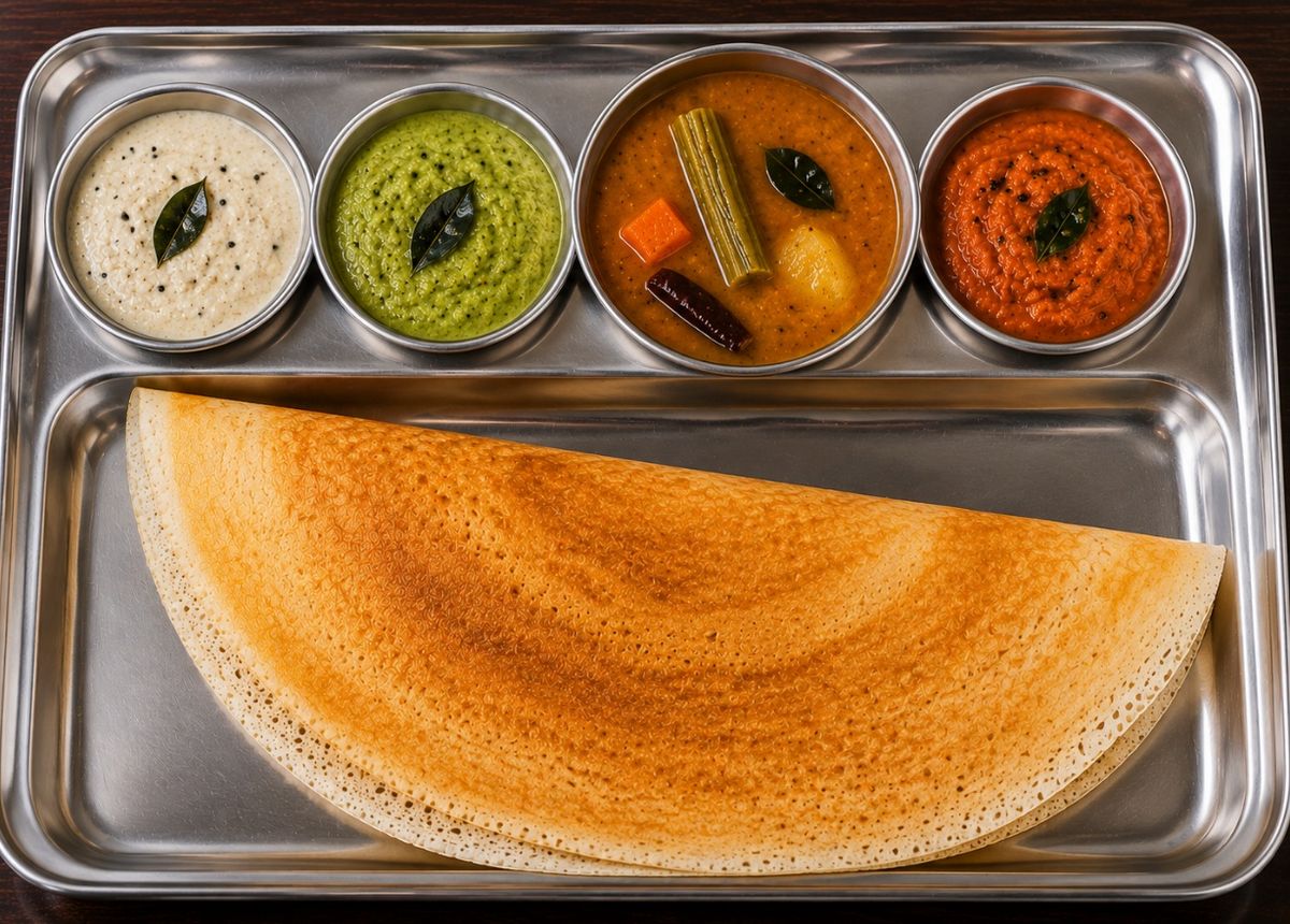 Plain Dosa with Sambar Chutney