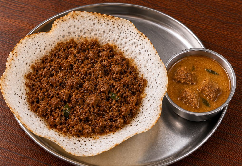 Mutton Kheema Aappam with Mutton Salna (2 Pc)