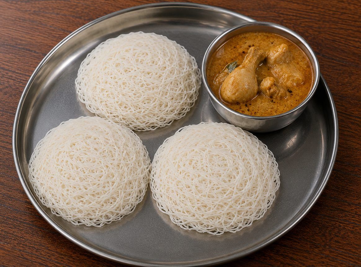 Idiyappa with Chicken Salna