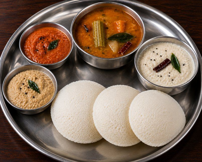 Idli (3) with Sambar & Chutney