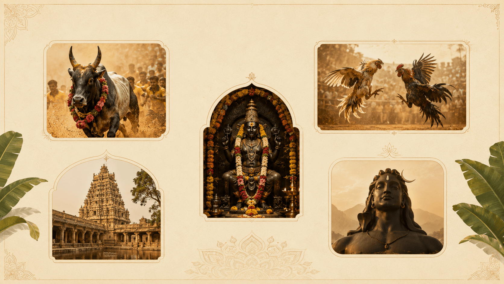 Cultural heritage of the Kongunadu region — jallikattu, temples, Athangudi tiles, rangoli and more
