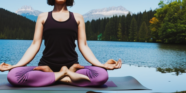 Yogi in seating posture, river background