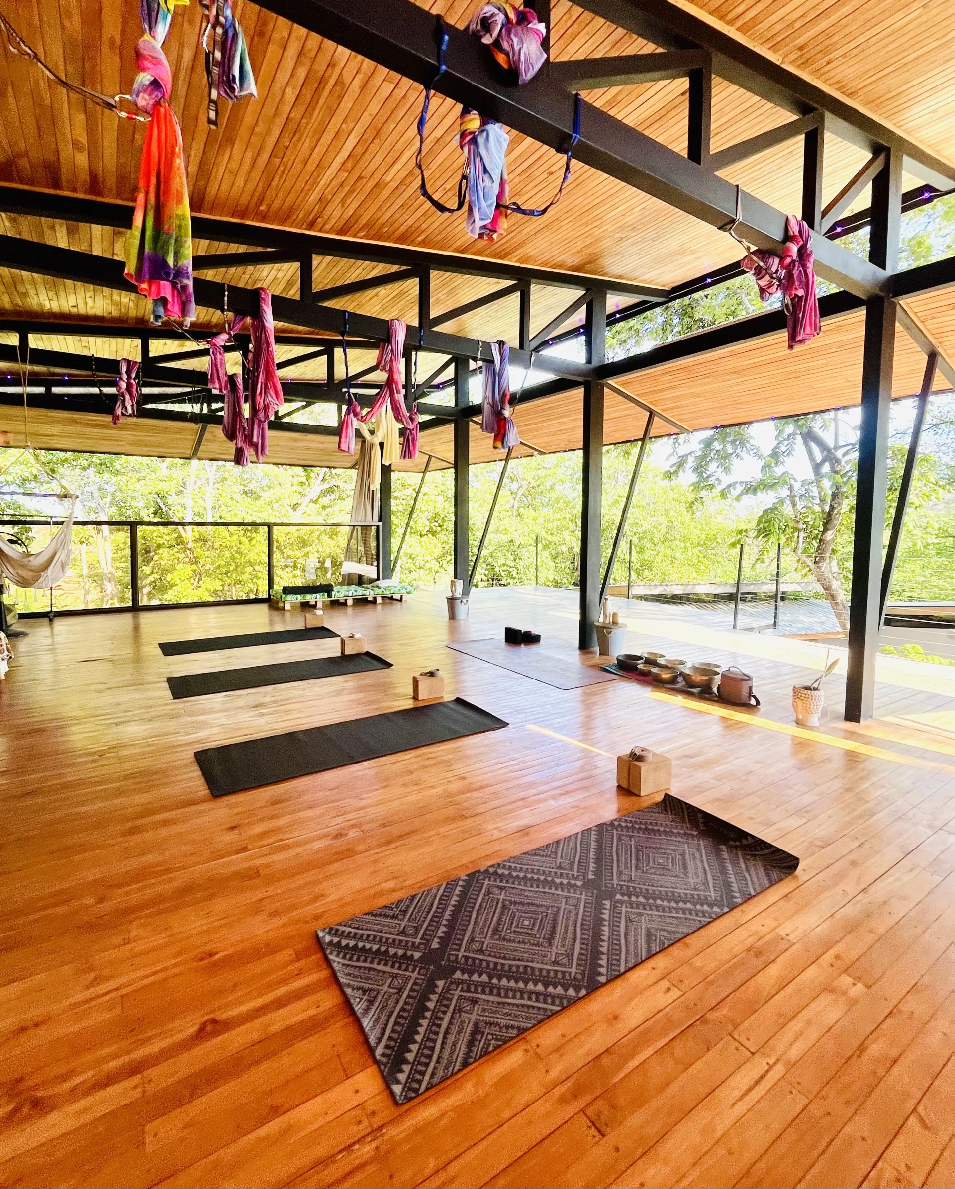 Beautiful open Yoga deck with view of the surrounding mountains and ocean