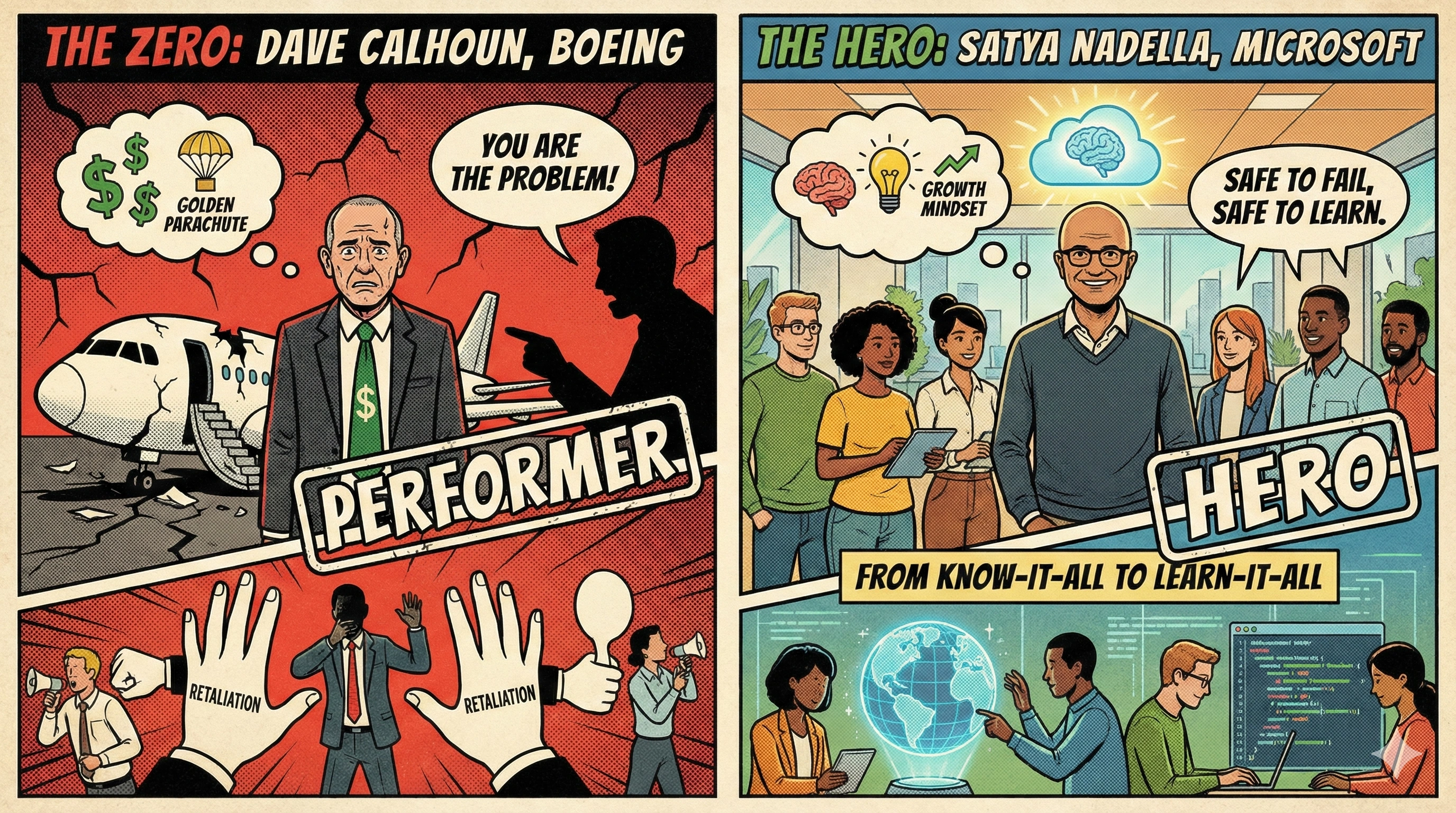 Hero or Zero: Leadership Unmasked #3 - Dave Calhoun vs Satya Nadella