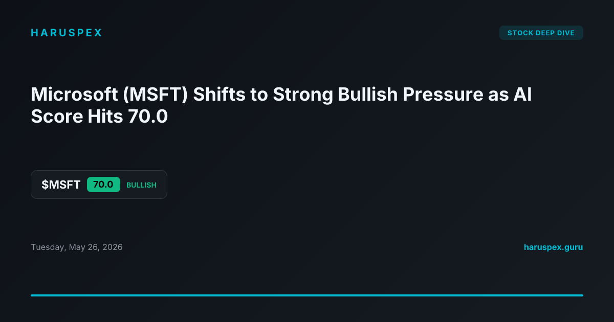 Microsoft (MSFT) Shifts to Strong Bullish Pressure as AI Score Hits 70.0