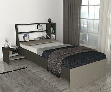 מיטת יחיד כולל שידת צד ומדפים לאיחסון Twins Design