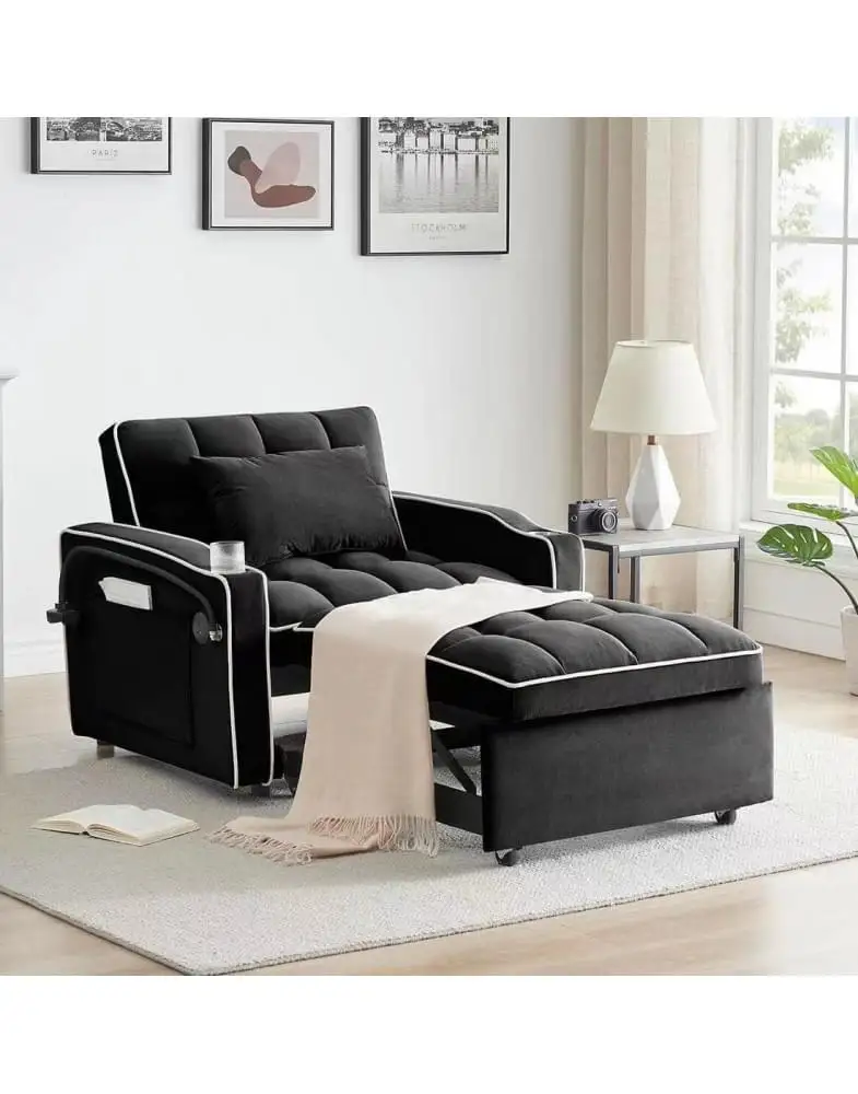 כורסה יוקרתית עם עיצוב מודרני "לאציו" כורסת קטיפה Lazio עם טעינת USB