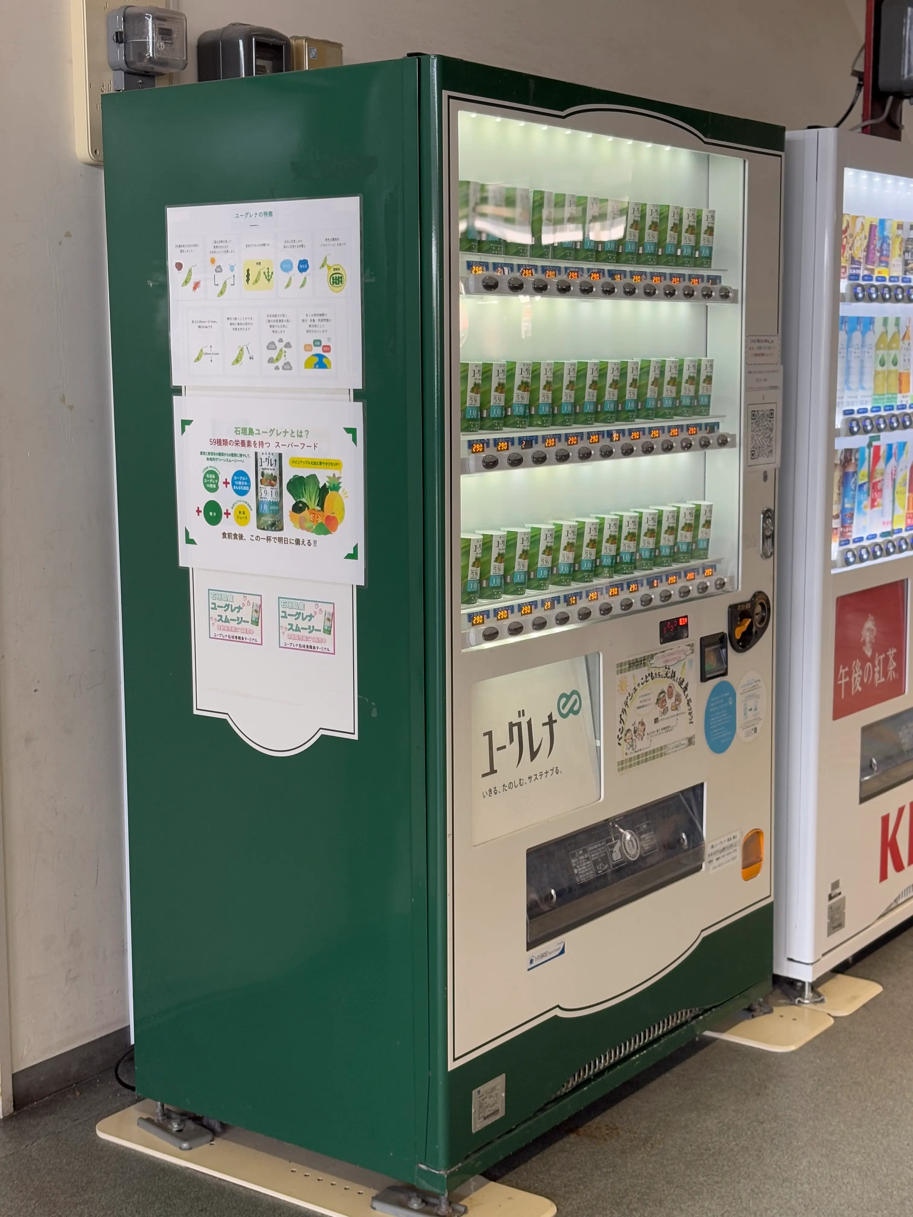 石垣港にあったユーグレナの自販機
