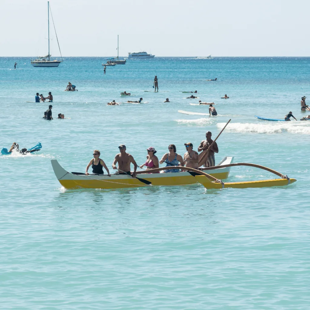 Waikiki outrigger canoe surfing