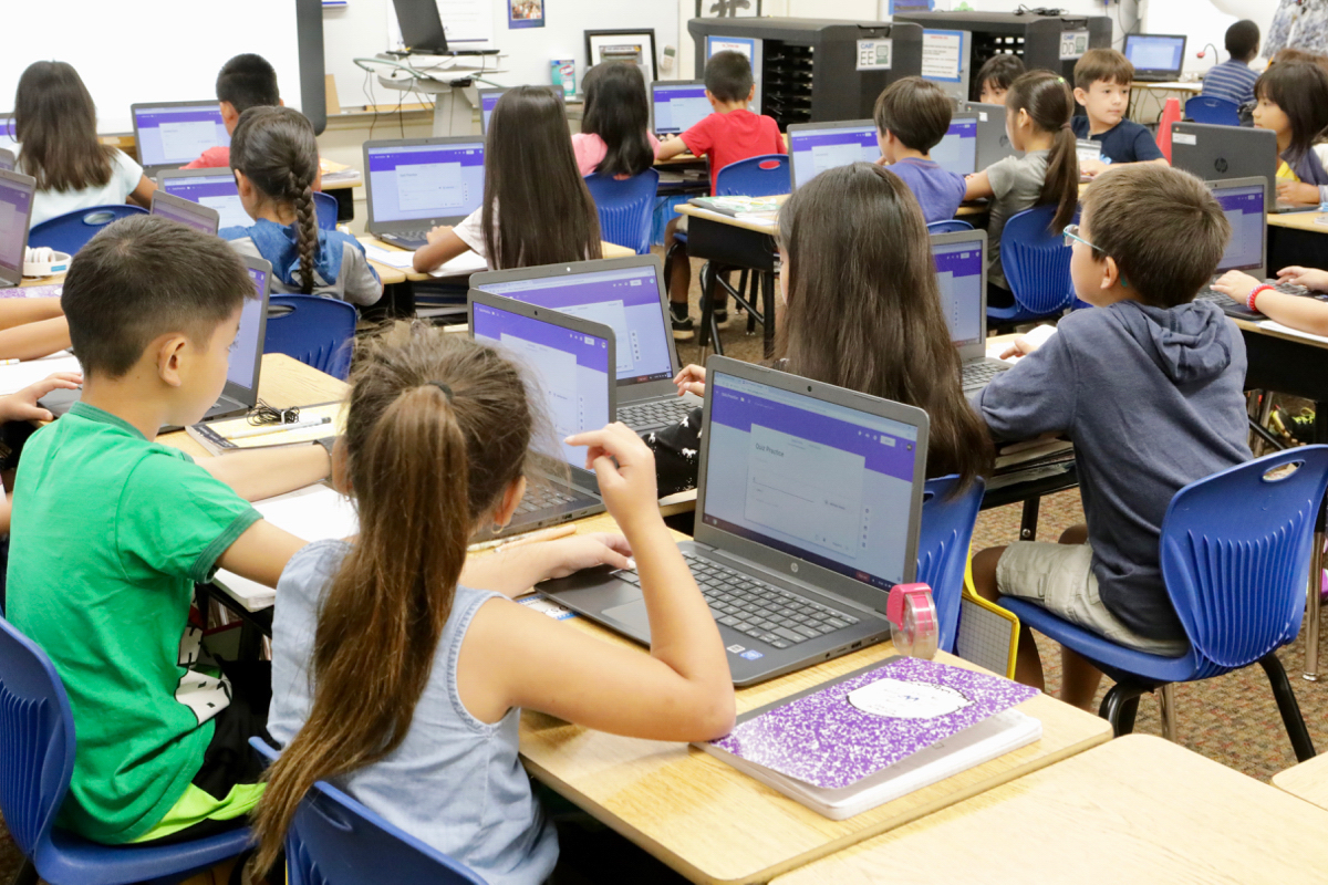 Students with computers