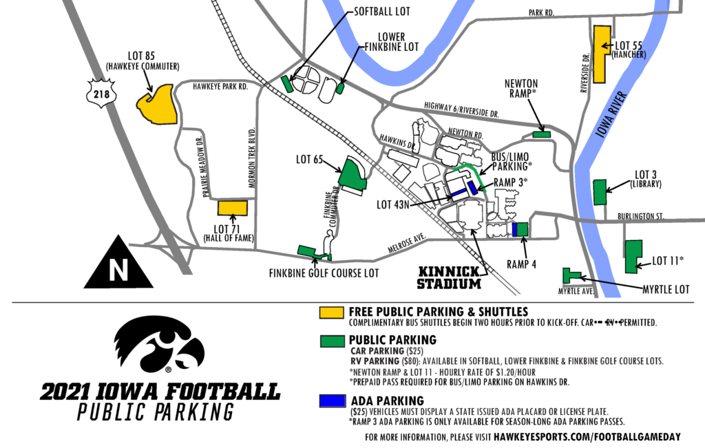 Iowa Hawkeye Football Parking Map 3745