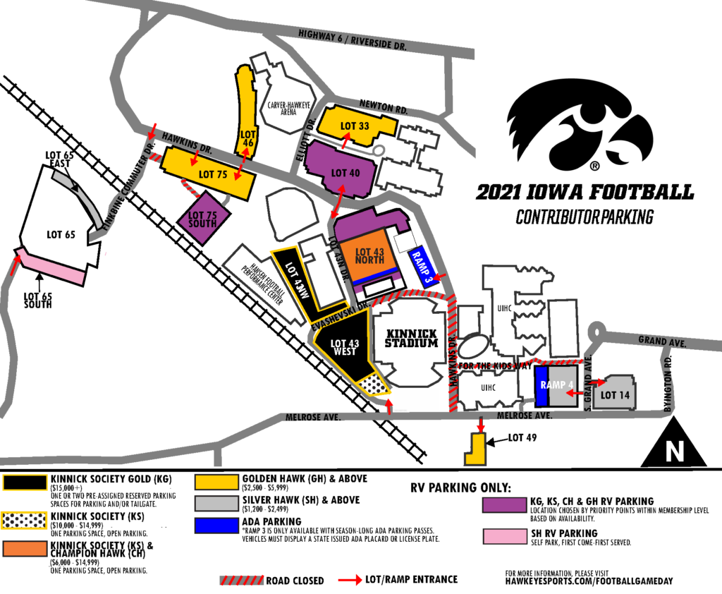 University Of Iowa Parking Map Football Gameday Parking