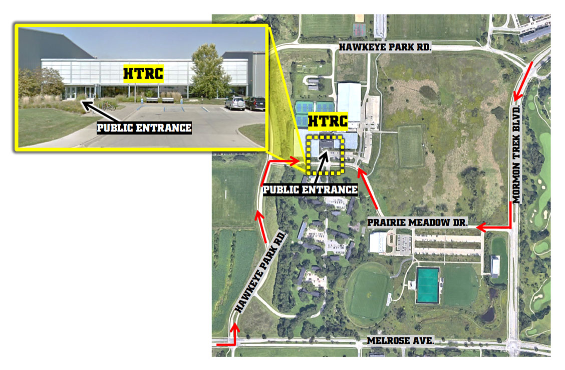 Aerial view of the parking area for the HTRC