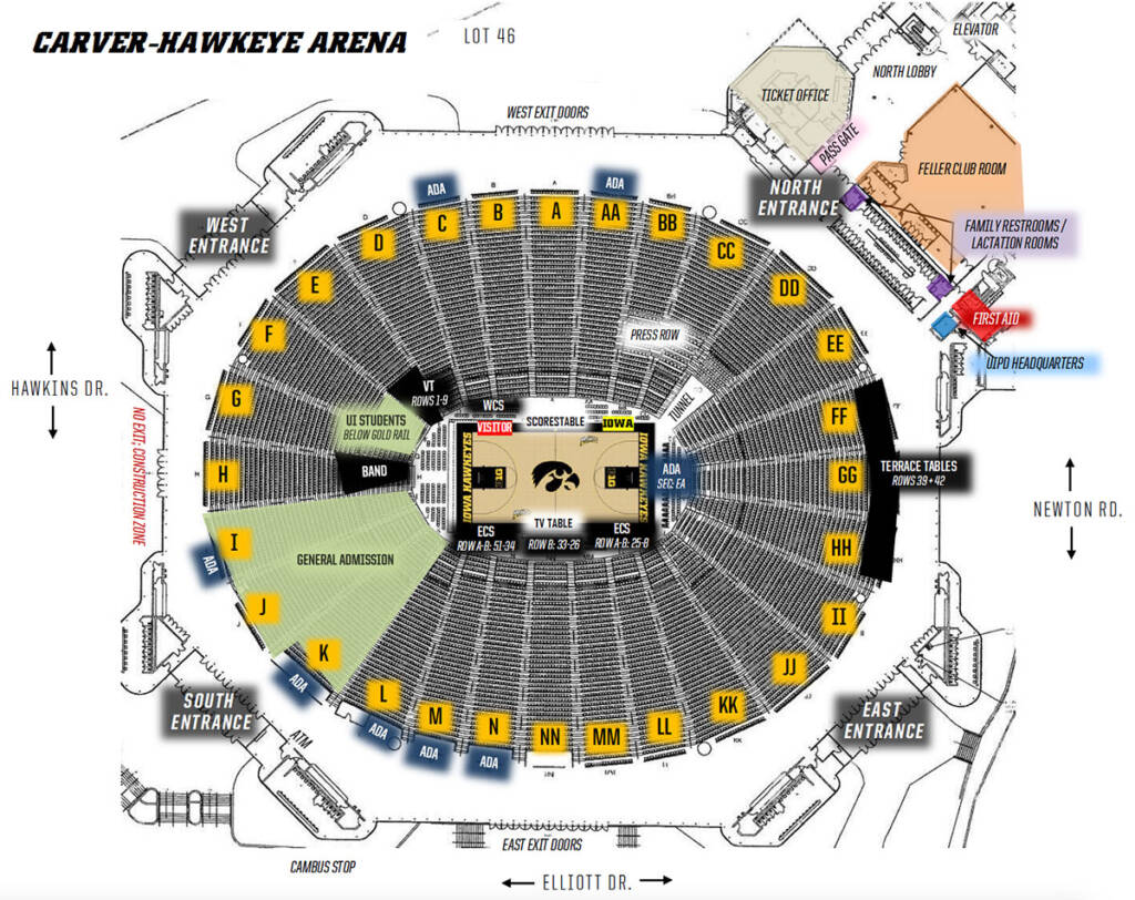 Diagram of Carver-Hawkeye Arena