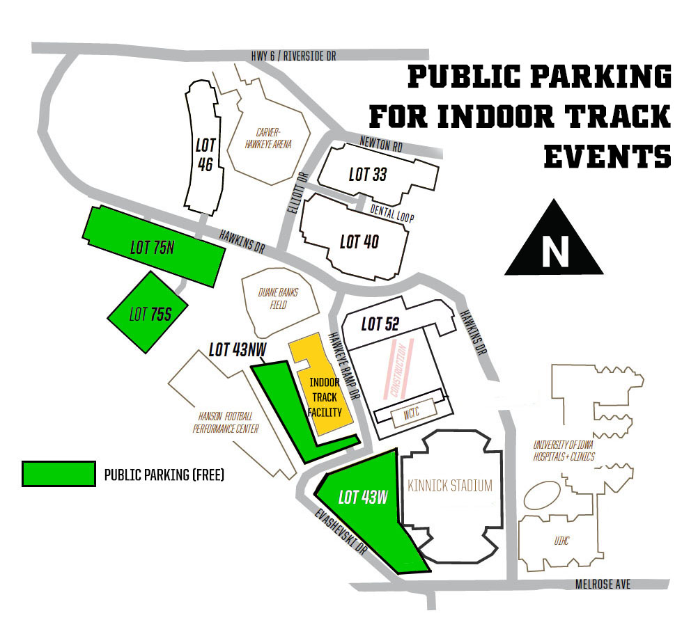 Diagram of public parking for Indoor Track Events at ITF
