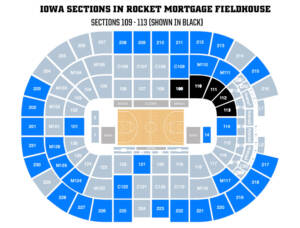 Iowa Sections in Rocket Mortgage Fieldhouse, Sections 109-113