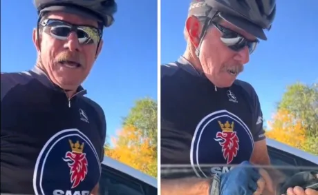 ‘You’re Not Leaving!’: Video Shows Entitled ‘Karen’ Using Body to Block Driver’s Path Until Police Arrives After Falsely Accusing Man of Nearly Hitting Him on the Road