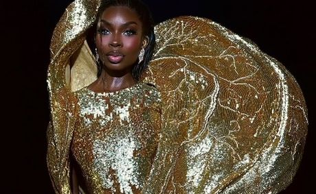 The Moment Is Gilded: Olandria Carthen Serves High-Shine Glamour At Rahul Mishra In Paris
