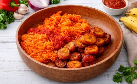 Recipes of the Diaspora: Jollof Rice with Fried Plantains