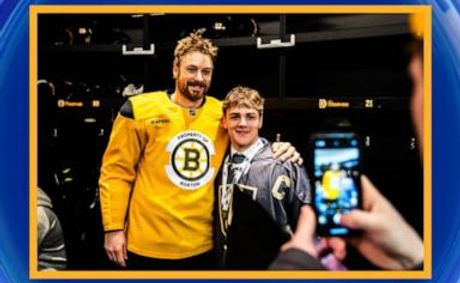 WATCH: Bruins welcome Rhode Island high school hockey team