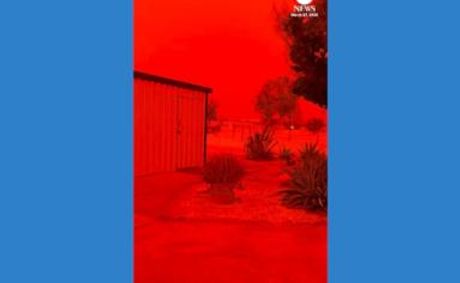 WATCH: The skies over Western Australia took on a deep red and orange hue ahead of a tropical cyclone as powerful winds whipped up iron-rich dust, blanketing some areas in a crimson haze.