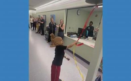 WATCH: Eight-year-old dances down hallway after beating cancer