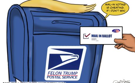 TRUMP Voter Mail-in Ballots: VOTER SUPPRESSION: David G. Brown’s Weekly Cartoon – September 17, 2026