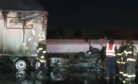 What caused the Tesla truck fire I-880 in Hayward?