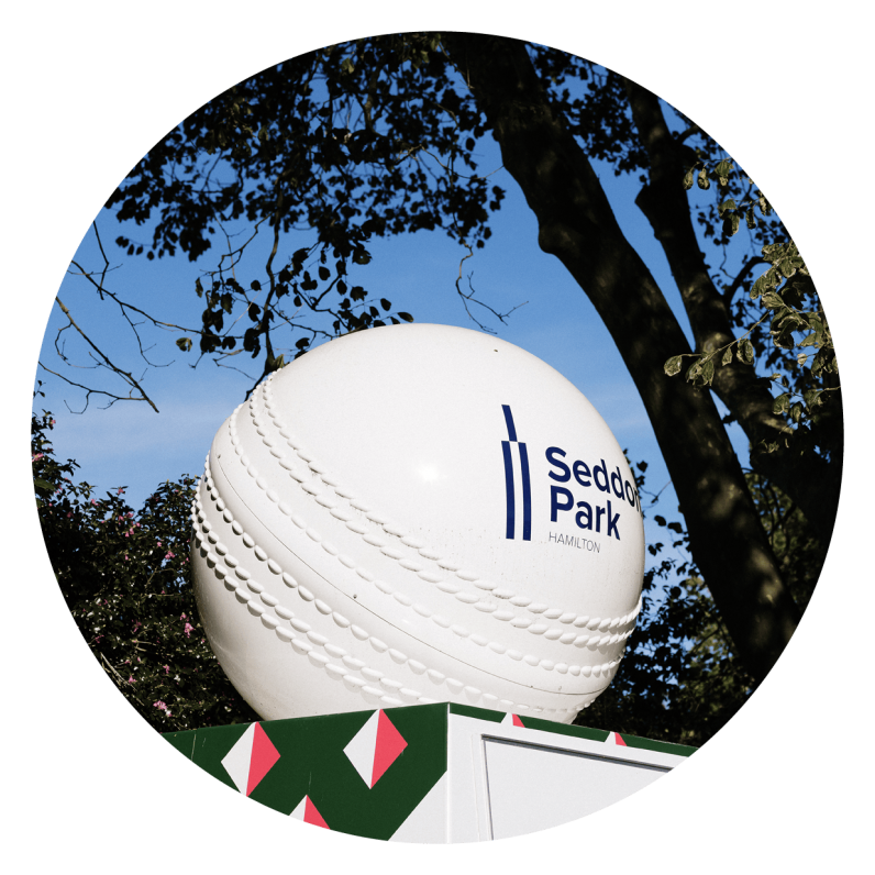The Seddon Park cricket ball sculpture
