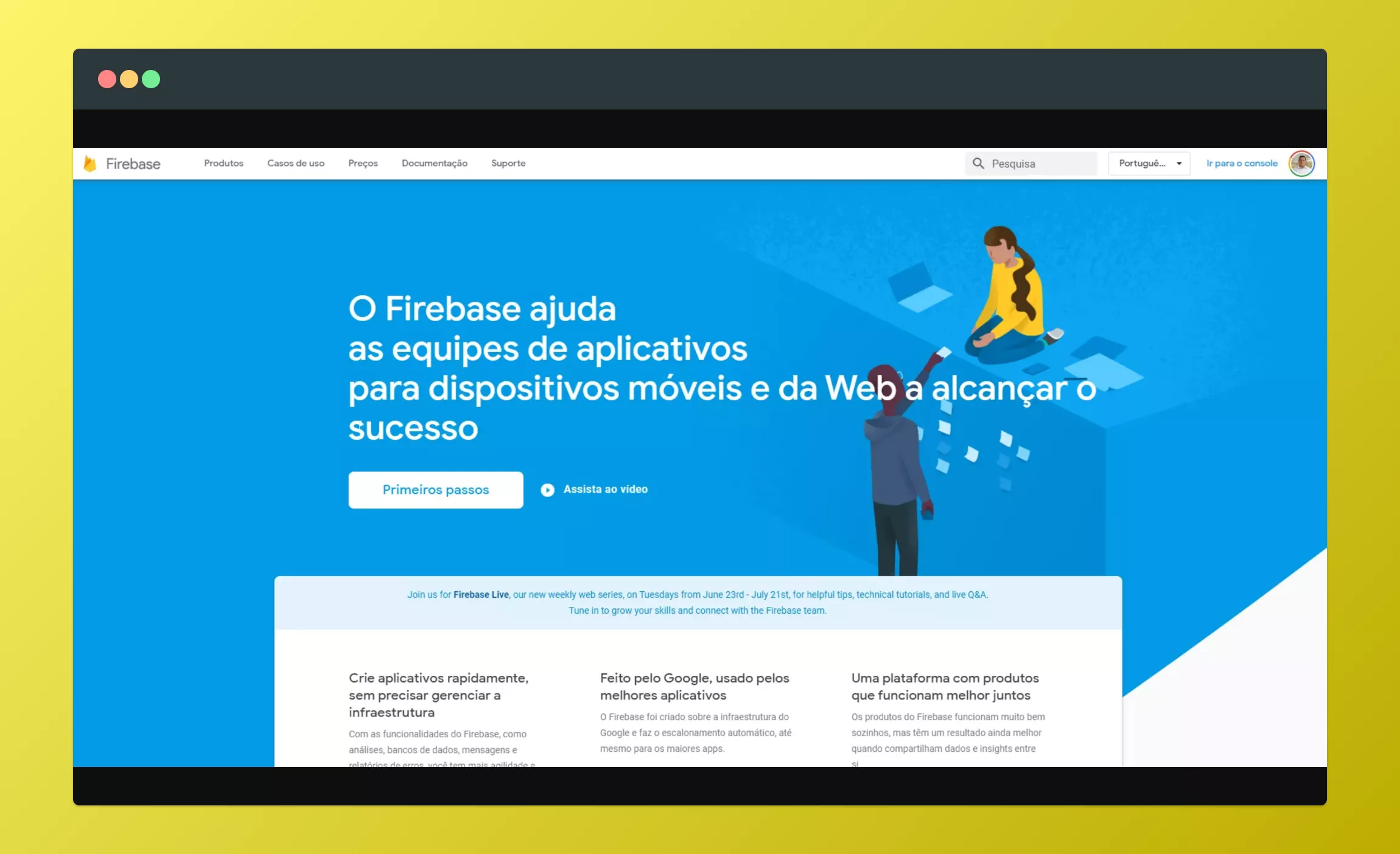 Firebase uma plataforma de aplicações para web e dispositivos móveis