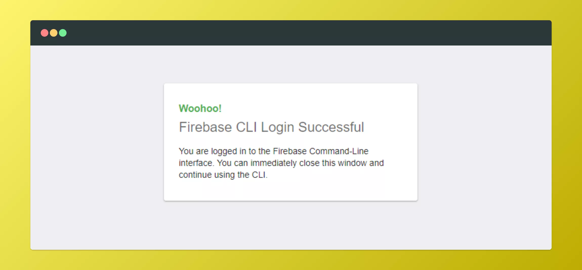 Mensagem de login realizado com sucesso no Firebase
