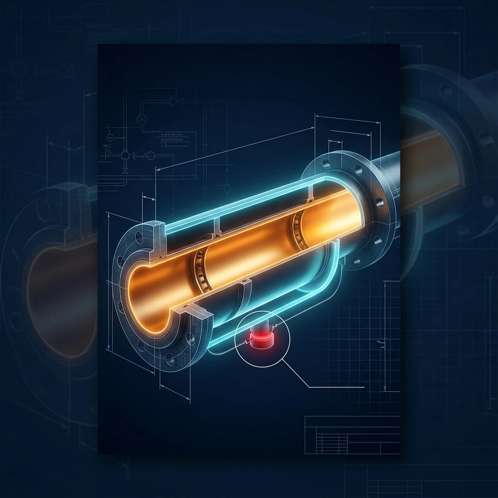Double-contained pipe cutaway with leak sensor