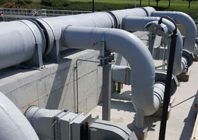 Perry Fiberglass elevated FRP ductwork run